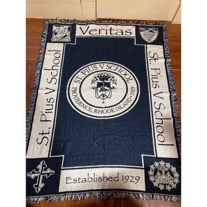 St. P'ius Veritas Catholic School Tapesty Fringe Blanket Providence Rhode Island